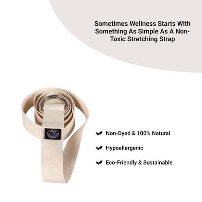 Tharie Organic Cotton Yoga Strap, GOTS Certified, Adjustable D-Ring, Soft & Durable Stretching Strap for Yoga, Pilates & Physical Therapy, 250 cm