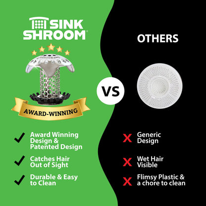 SinkShroom Ultra Revolutionary Bathroom Sink Drain Protector, Stainless Steel with Stopper