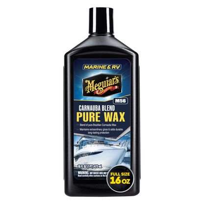 Meguiar's M5616 Marine/RV Pure Wax Carnauba Blend, Long-Lasting Liquid Wax for Protecting Gel Coat, Fiberglass, and Painted Marine/RV Finishes, 16 Oz Bottle