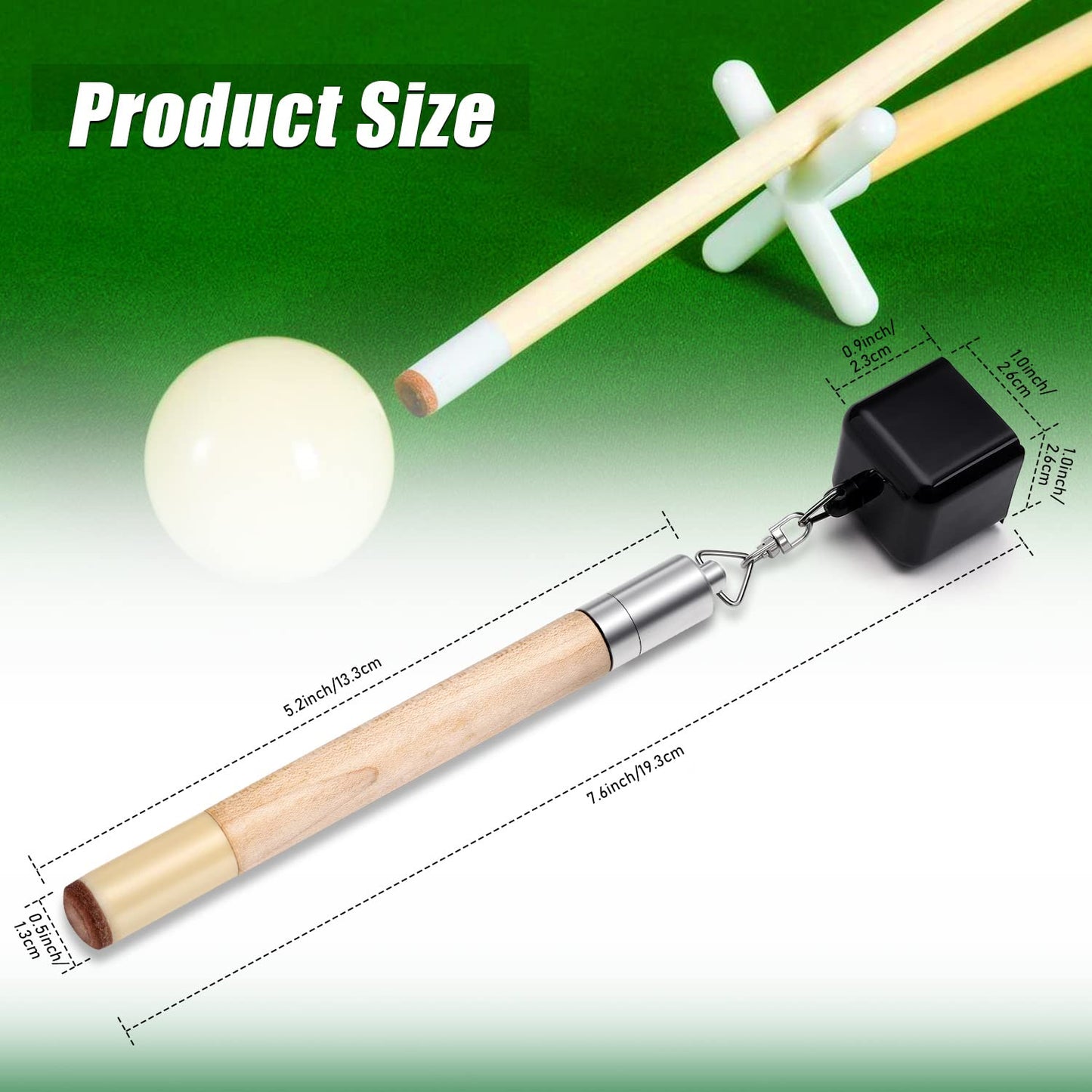 TOBWOLF Chalk Holder for Billiards, 2 in 1 Pool Cue Chalk Holder, Portable Wooden Pool Snooker Chalk Holder, Billiard Cue Tip Pricker, Non-Slip Billiard Cue Tip Tool Pool Table Accessory