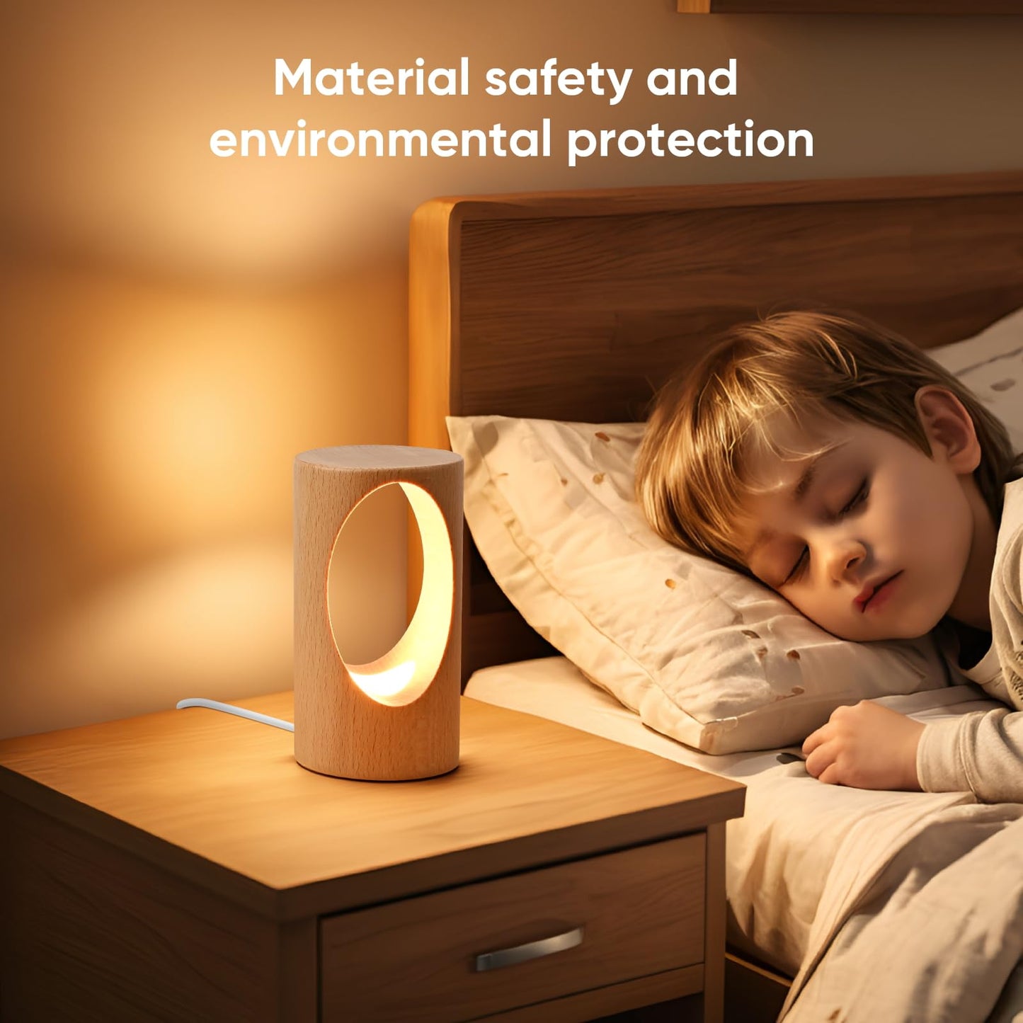 YIEONSHION LED Wooden Desk Lamp, Dimmable Bedside Night Light for Bedroom, Creative Home Décor Table Lamp, Warm Ambient Lighting, Unique Housewarming Gift
