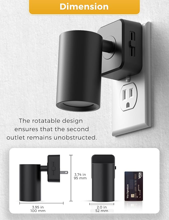 L LOHAS LED Night Lights Plug into Wall, [2-Pack] Rotatable Night Light with Dusk to Dawn Sensor, 0-100 LM Brightness Adjustable,Soft White 3000K Nightlight for Adults Bathroom Hallway Stairs