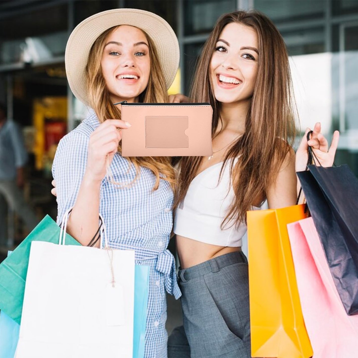 8.3x4.5 inch Money Bags With Zipper 4 Colors Leather Bags Wallet Pouches with Label Green Cash Envelopes Receipt Holder Security Money Pouch Bank Deposit Bag Labels For Coins Cosmetics Invoice (4)