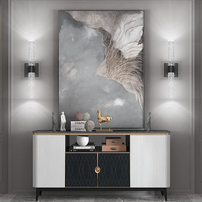 Tipace Black LED Crystal Bathroom Vanity Light Fixtures,Modern Wall Sconces Bubble Glass Wall Lights,6000K Wall Lamp for Bathroom,Living Room, Bedroom,Hallway