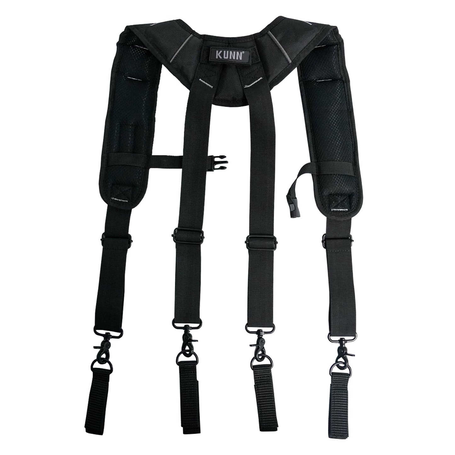 KUNN Tool Belt Suspenders Padded Carpenter Construction Electrician Work Suspender with Attachment Loops for Men,Black
