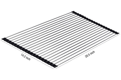 Ahyuan Roll up Dish Drying Rack Over The Sink Kitchen Roll up Sink Drying Rack Portable Dish Drainer Foldable Dish Drying Rack (Warm Gray, 17.8''X17'')