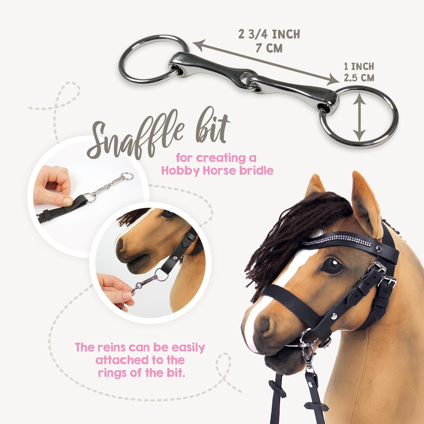 kullaloo DIY Hobby Horse Bridle Kit ✦ Make a Beautiful Leather Bridle with Reins for Your Stick Horse ✦ Includes Digital Instructions (PDF) ✦ Black/Silver