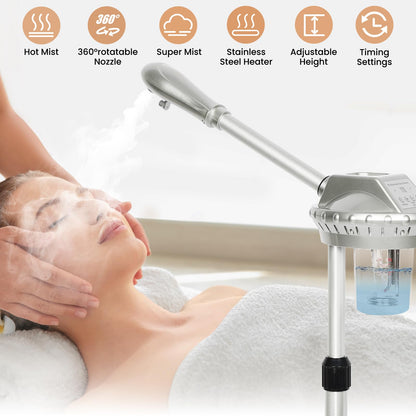 Professional Facial Steamer for Deep Hydration,2in1 Ozone Face Steamer with 5X Magnifying Lamp,Suitable for Home Use or Beauty Spa Deep Cleansing and Hydration