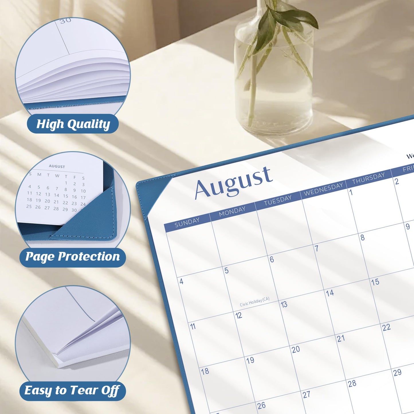 Gannyfer Desk Calendar 2026-2027 with Desktop Mat, Simplified Large 22" x 17" Desktop Pad Calendar, 18 Month Desk Calendar 2026, Use Now to Jun 2027, Office Supplies Perfect for Home School and Office - Blue
