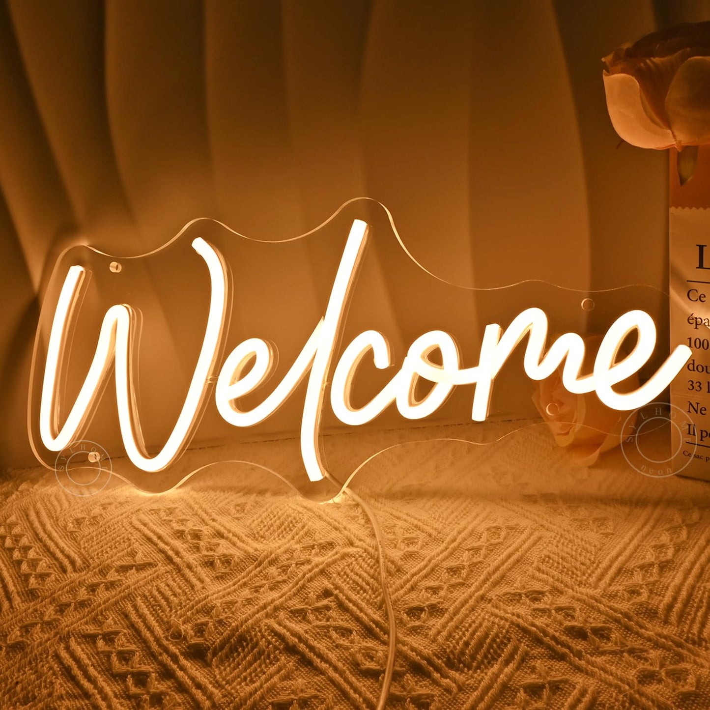 SYLHOME Welcome Led Neon Light Sign Business Open Windows Home Door Wall Sign Decor Bar Pub Store Shop Come In Neon Wedding Birthday Party Sign 15.75" X 6.5" USB