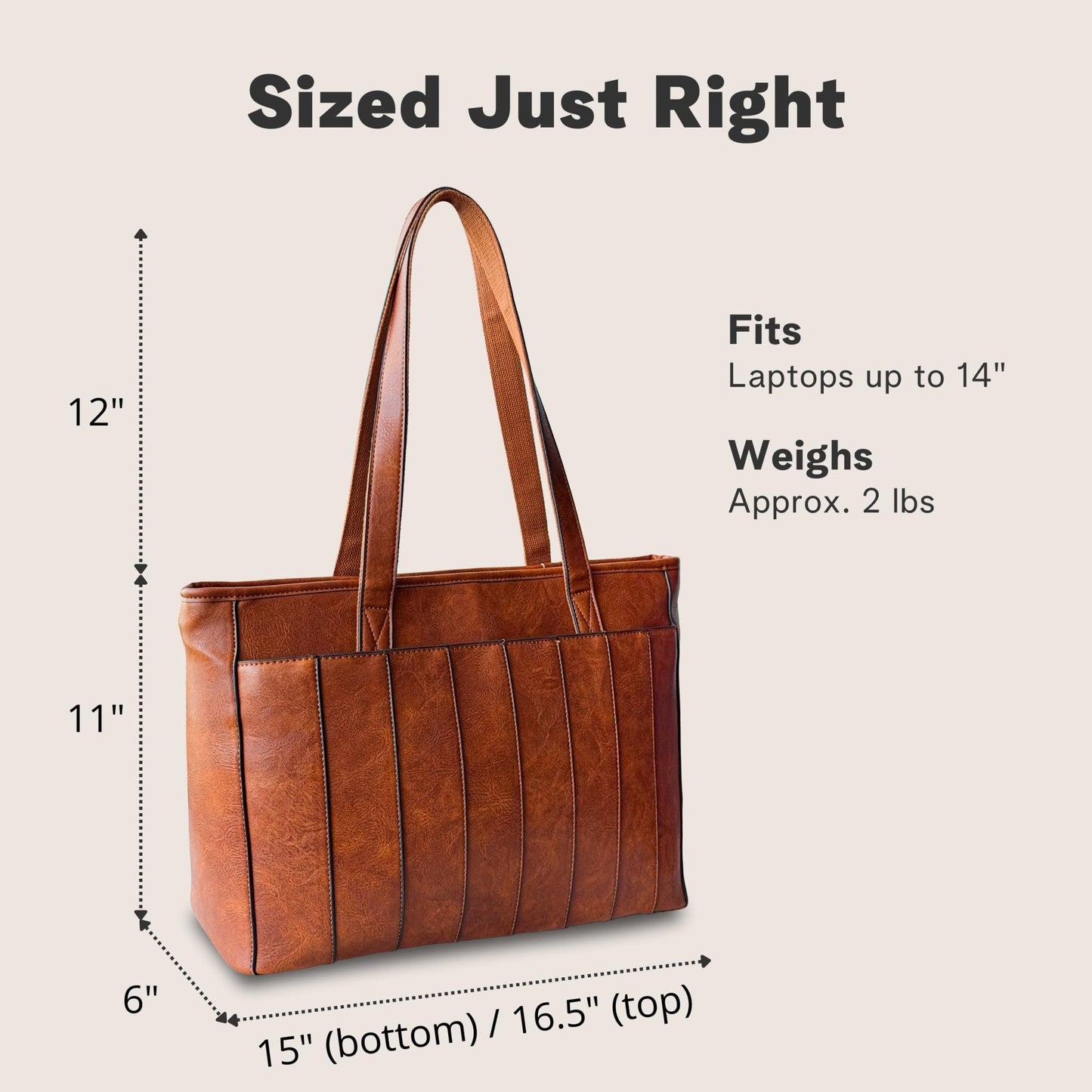 Laptop Bag for Women - 14" Vegan Leather Computer Bags for Laptops for Women - Padded Compartment - Leather Tote