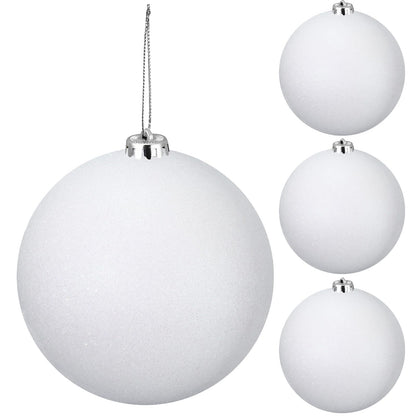 Liliful 4 Pcs Large Outdoor Christmas Ornaments Plastic Jumbo Fillable Balls Ornament Big Xmas Tree Hanging Decoration for Home Outside Holiday Lawn Yard Party (Glitter White)