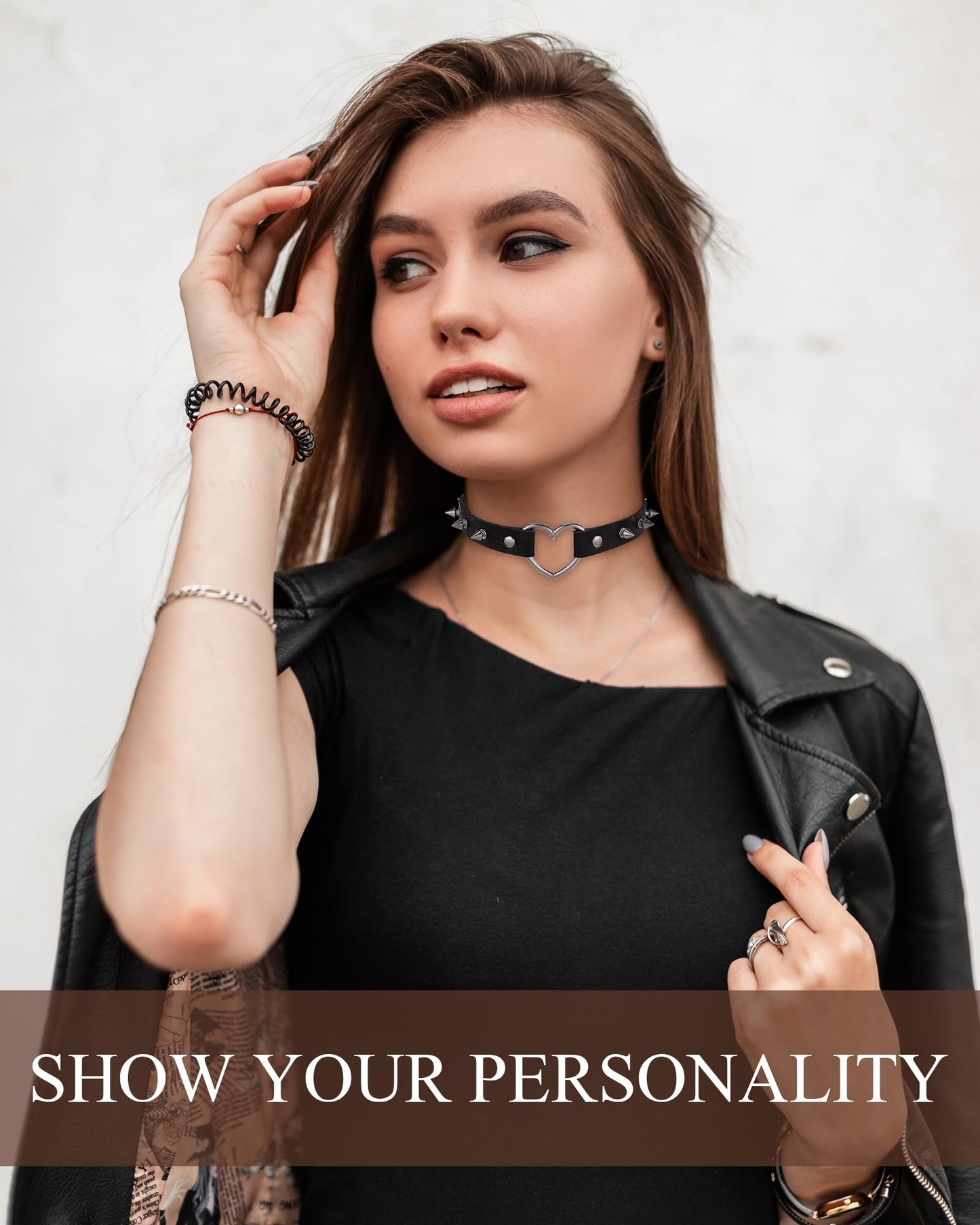 Sasylvia 20 Pcs Punk Leather Choker Necklaces Bulk Gothic Spiked Choker Set for Women Adjustable Black PU Leather Goth Studded Rock Necklaces Rivet Spike Halloween Costume Cosplay Accessories