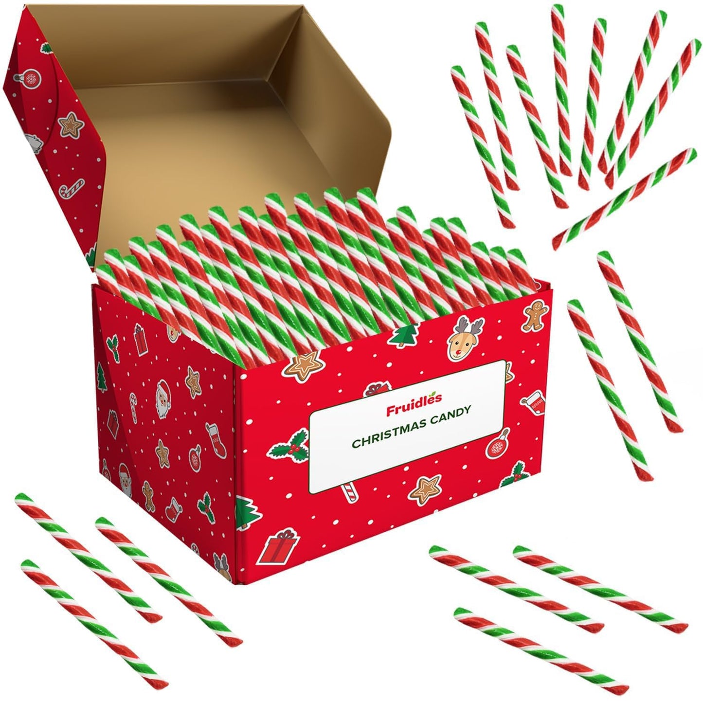 Christmas Candy Cane, 144-Pack Red, White, & Green Mixed-Fruit Flavor, Individually Wrapped, 5.5" (12g) Per Stick