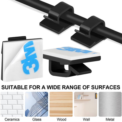 Romeda 100 Pieces Adhesive Cable Clips, Upgrade Wall Clamp Cord Clips Wire Clips for Cords, Charging Cable Management, Clips Wire Holder Wire Management for Ethernet Cables, Under The Table, Cars