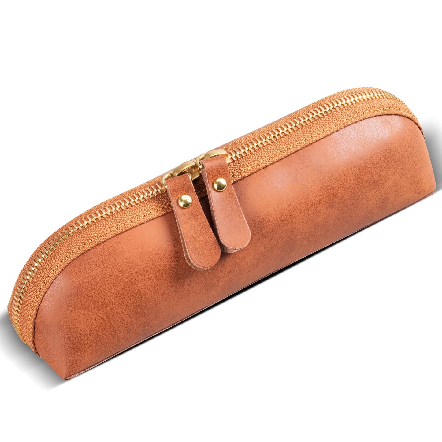NANRUIL Pencil Case Cover Genuine Leather Pencil Pouch with Zipper Pen Sleeve Bag,Simple Sturdy Pencil Box for Men and Women.Brown