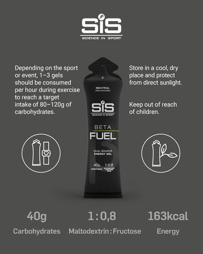 BETA Fuel Gel - Isotonic Dual-Source Energy Gel for Fast Absorption | 6-Pack, Neutral Flavor