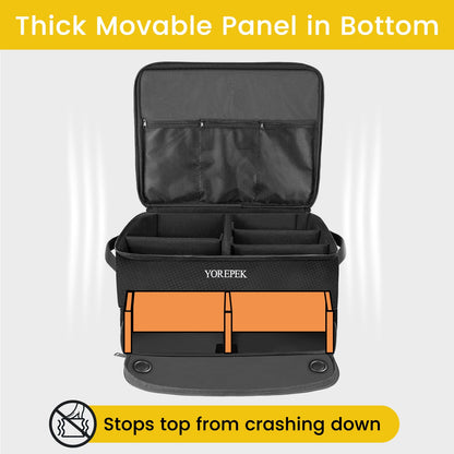 YOREPEK Large 2 Layer Golf Trunk Organizer for 2 Size 14 Pair Shoes, Water Resistant Car Trunk Locker with Separate Ventilated Compartment, Golfing Gear Storage for Men, Unique Golf Gifts, BLACK