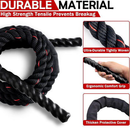Weighted Jump Rope for Men Women, 1.5lb Heavy Jumping Ropes for Fitness, Adult Skipping Rope for Home Gym Exercise, Improve Strength and Building Muscle Workout Equipment (Black)