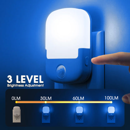 Briignite Night Lights Plug into Wall, Modern LED Night Light Plug in, Dusk to Dawn Sensor, Soft White 3000K, 0-100LM Adjustable Brightness, Dimmable NightLight for Hallway, Bedroom, Stairway, 2 Pack