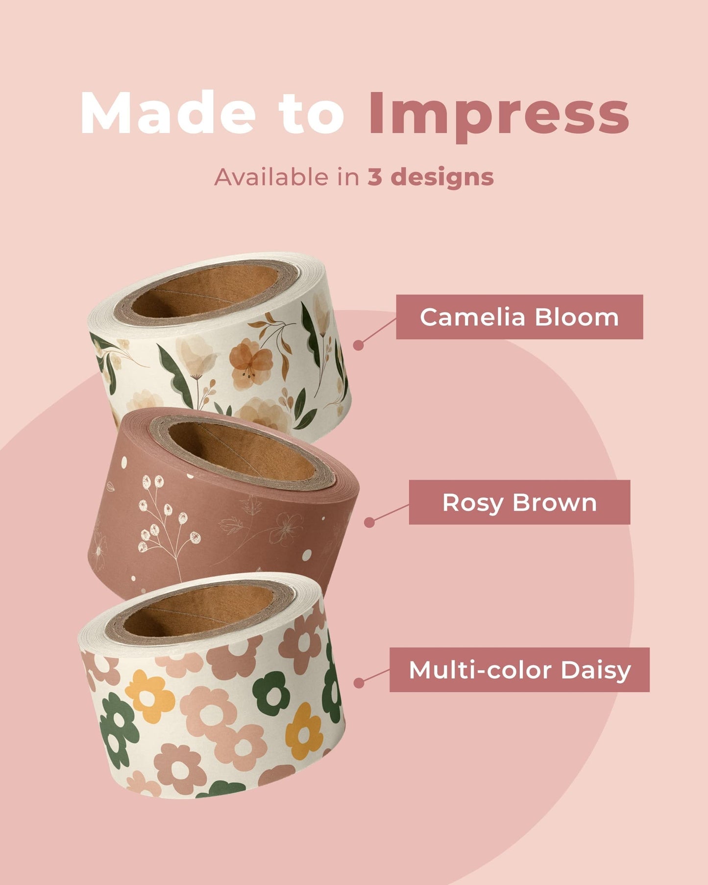 Impack Water Activated Tape - Packing Tapes for Sealing Boxes and Cartons - Gummed Tape for Mail Boxes or Gift Boxes - Biodegradable Paper Shipping Tape for Small Business (Rosy Brown 164ft - 50m)