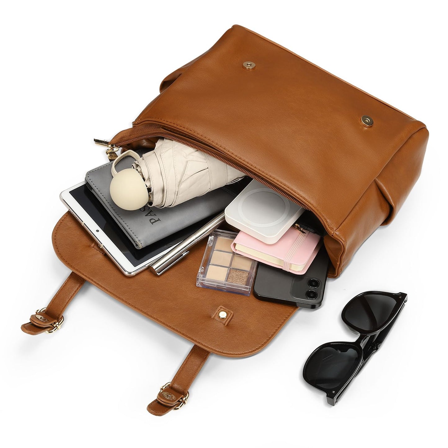 Convgo Mini Backpack Purse for Women, Small Fashion Backpack Vintage PU Leather Shoulder Bag Casual Travel Collage, Brown