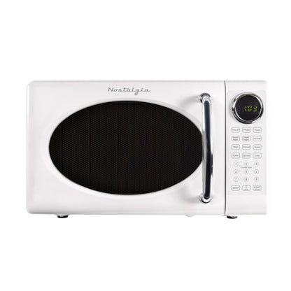 Nostalgia Retro Microwave Oven - 0.7 Cu Ft, 700-Watt Countertop Size with Glass Turntable, Child Safety Lock, 8 Auto-Cook Programs, Digital Clock - Aqua