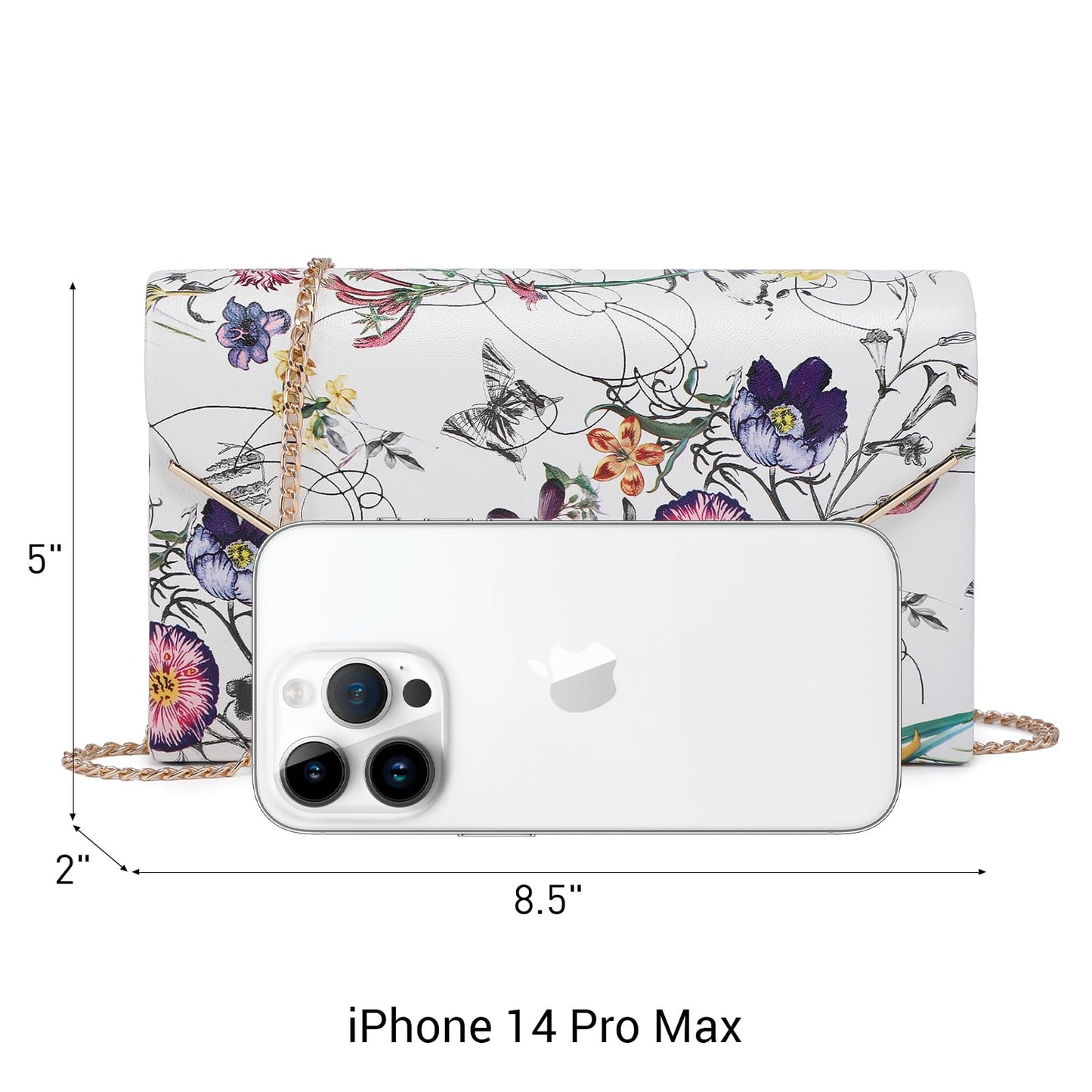 Dasein Women's Evening Clutch Bags Formal Party Clutches Wedding Purses Cocktail Prom Clutches (White Floral)