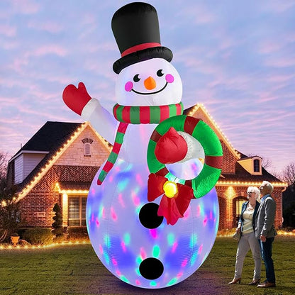 Danxilu 12 FT Giant Christmas Inflatables Snowman Outdoor Decorations Built-in Rotating LED Lights, Huge Inflatable Snow Man Christmas Blow up Yard Decorations for Outside Lawn Holiday Xmas Decor