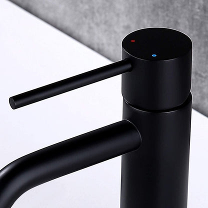 Single Hole Matte Black Bathroom Faucet with Pop Up Drain Assembly and Faucet Supply Hose, JXMMP Single Handle Lavatory Faucets for Sink, Black Sink Faucet Bathroom