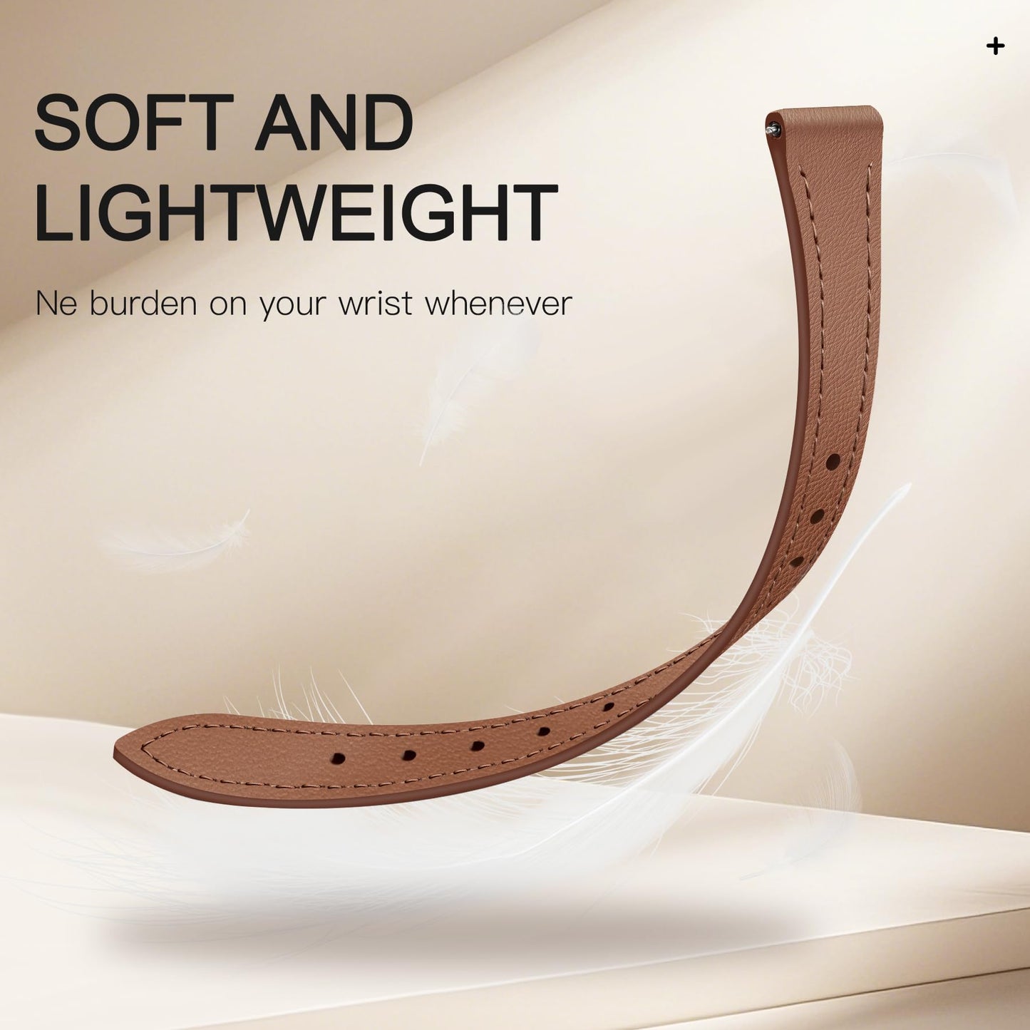 JR.DM 2 Pack Slim Leather Bands Women Compatible with Samsung Galaxy Watch 7/6/5/4/Active 2/4 Classic/6 Classic/5 Pro/FE 40mm 42mm 43mm 44mm 45mm 46mm 47mm, Top Leather Soft Watch Thin Straps，20mm