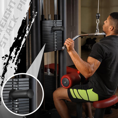 Lasnten 2 Pcs Weight Stack Pin Extender Gym Pin with Spring Clip Collar for 2 Inch Weight Plate Cable Strength Exercise Machine Gym Training Home Fitness Equipment (Black)
