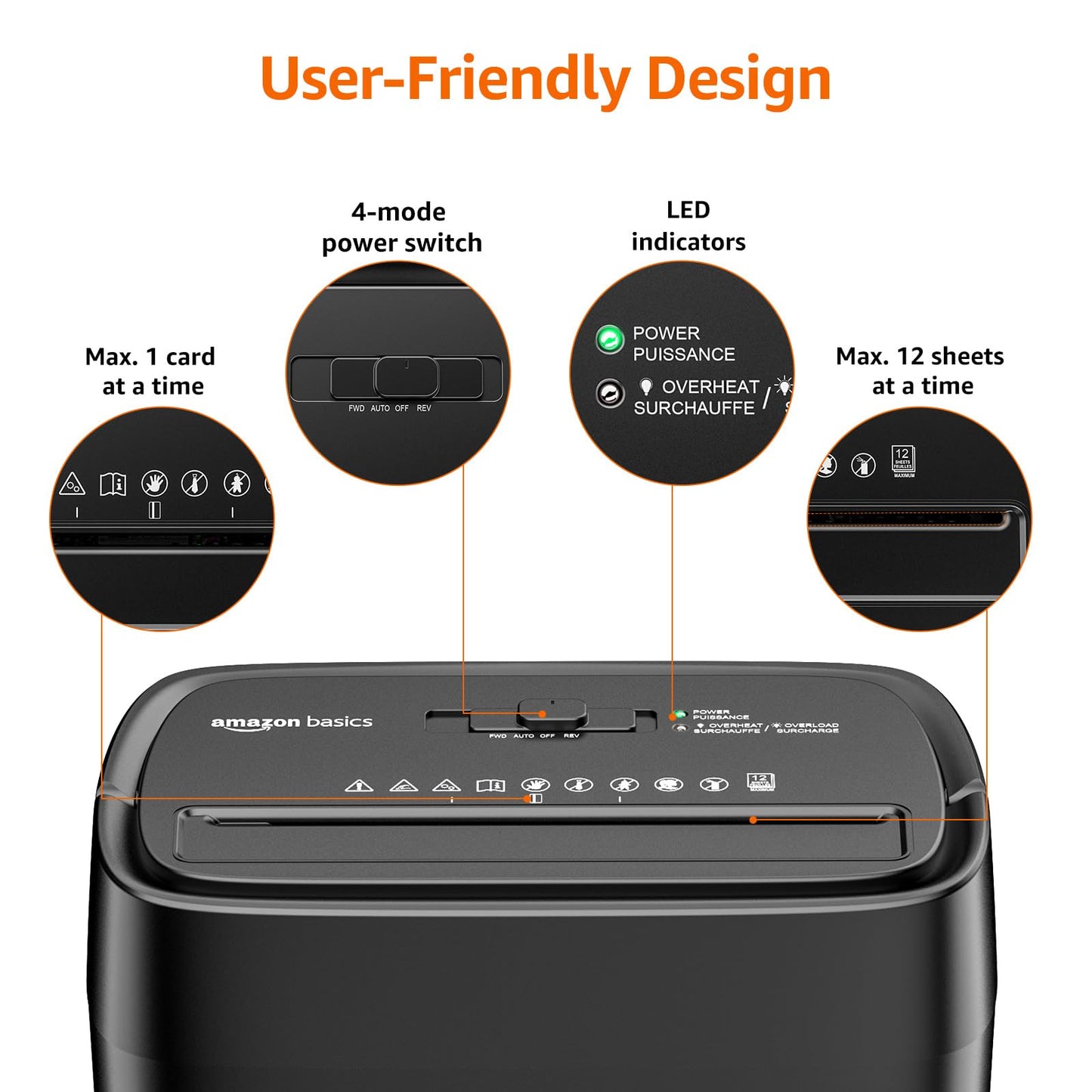 Amazon Basics 12-Sheet Cross-Cut Paper and Credit Card Shredder with Overheat Protection, Black (New Model)