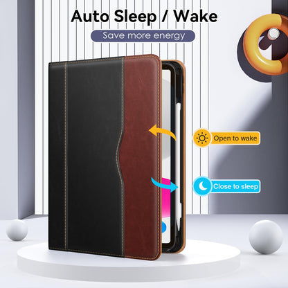 OKP Case for iPad A16 11th Generation 2025 / 10th Gen Case 2022, for 11 Inch / 10.9 Inch iPad Multi-Angle Viewing PU Leather Stand Cover with Pencil Holder & Pocket, Auto Sleep/Wake, Black Brown