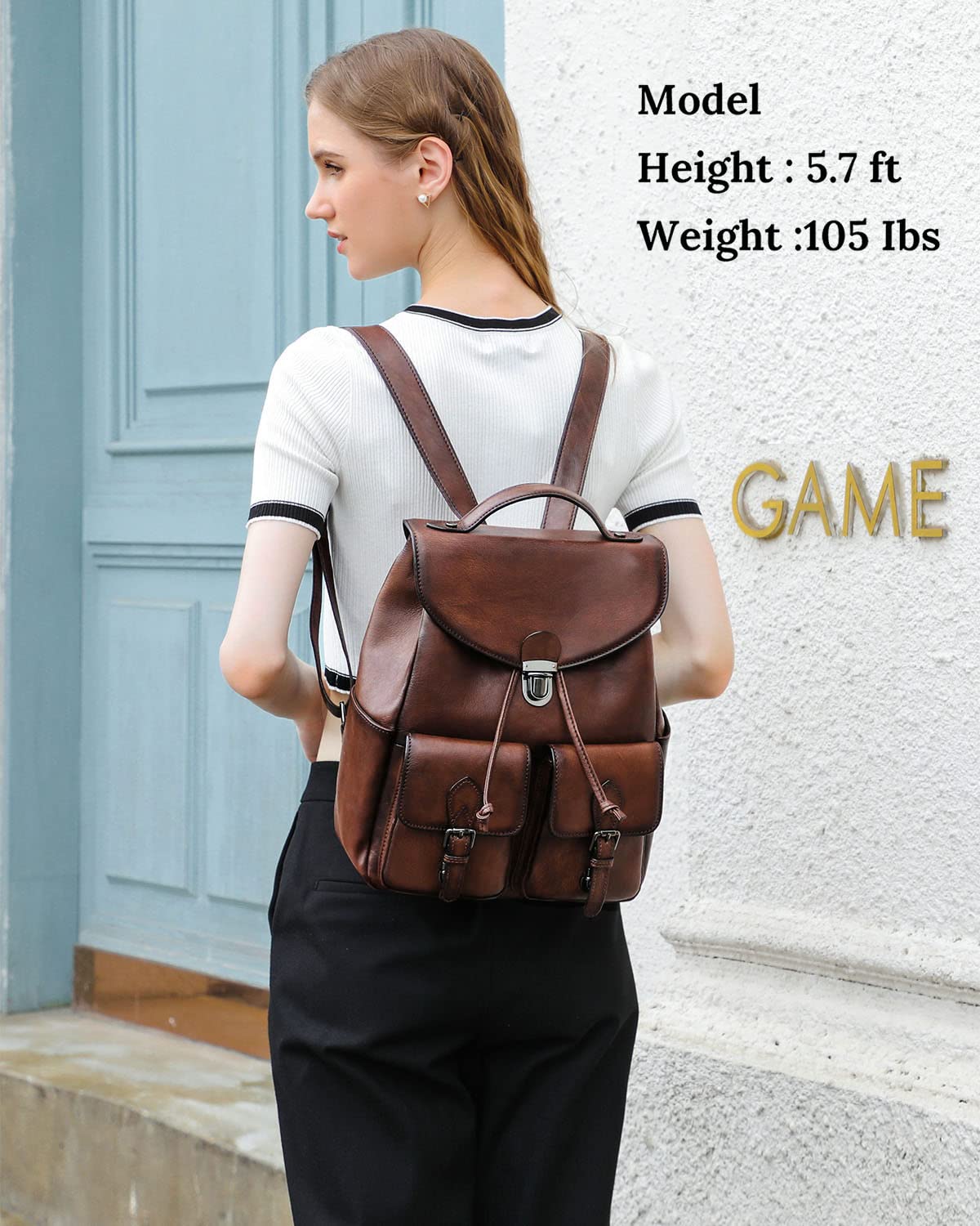 COOLCY Women Vintage Genuine Leather Backpack Purse Fashion Rucksack Practical and Stylish Retro Daypack Bag (Coffee)