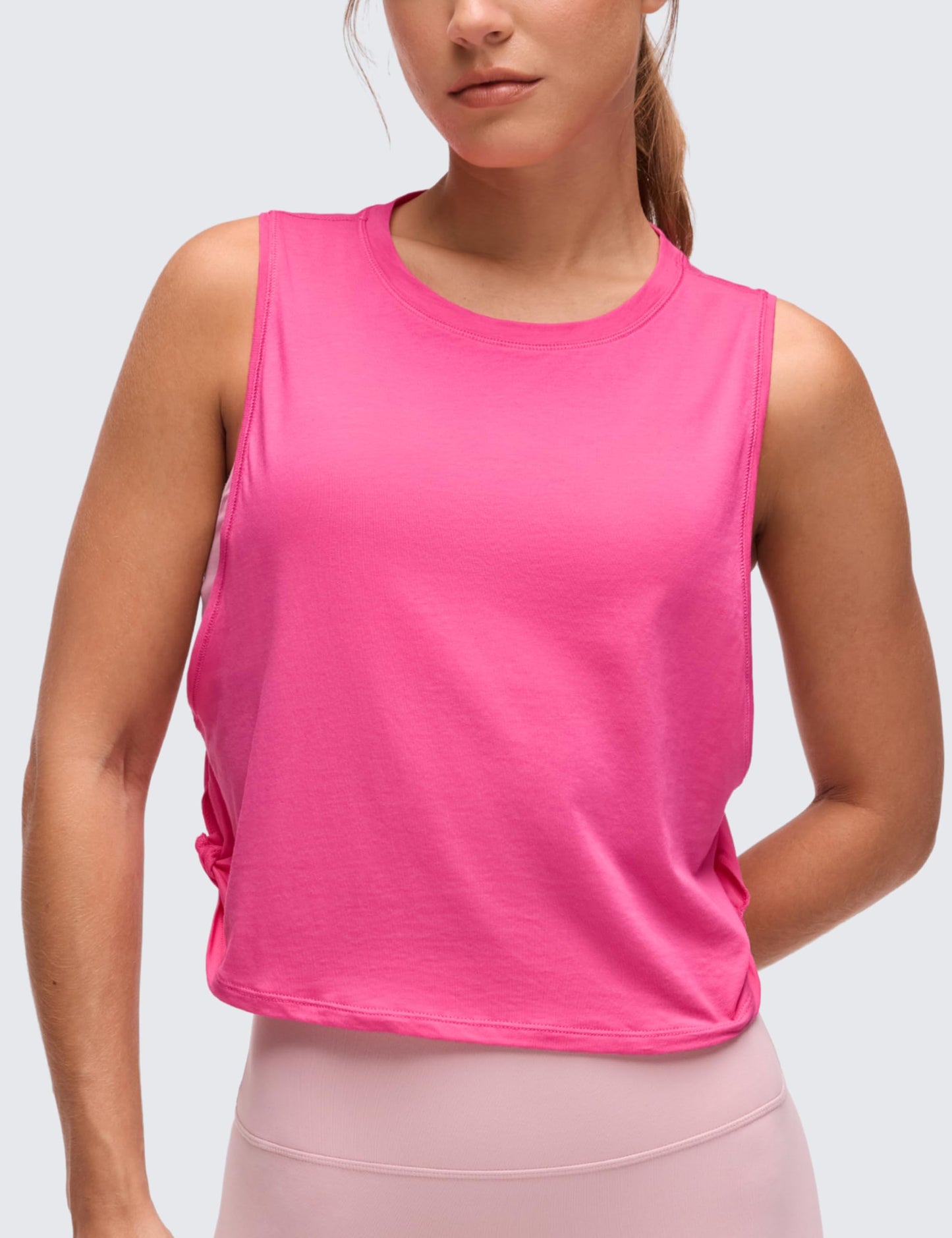 CRZ YOGA Pima Cotton Dropped Armhole Tank Sonic Pink Medium