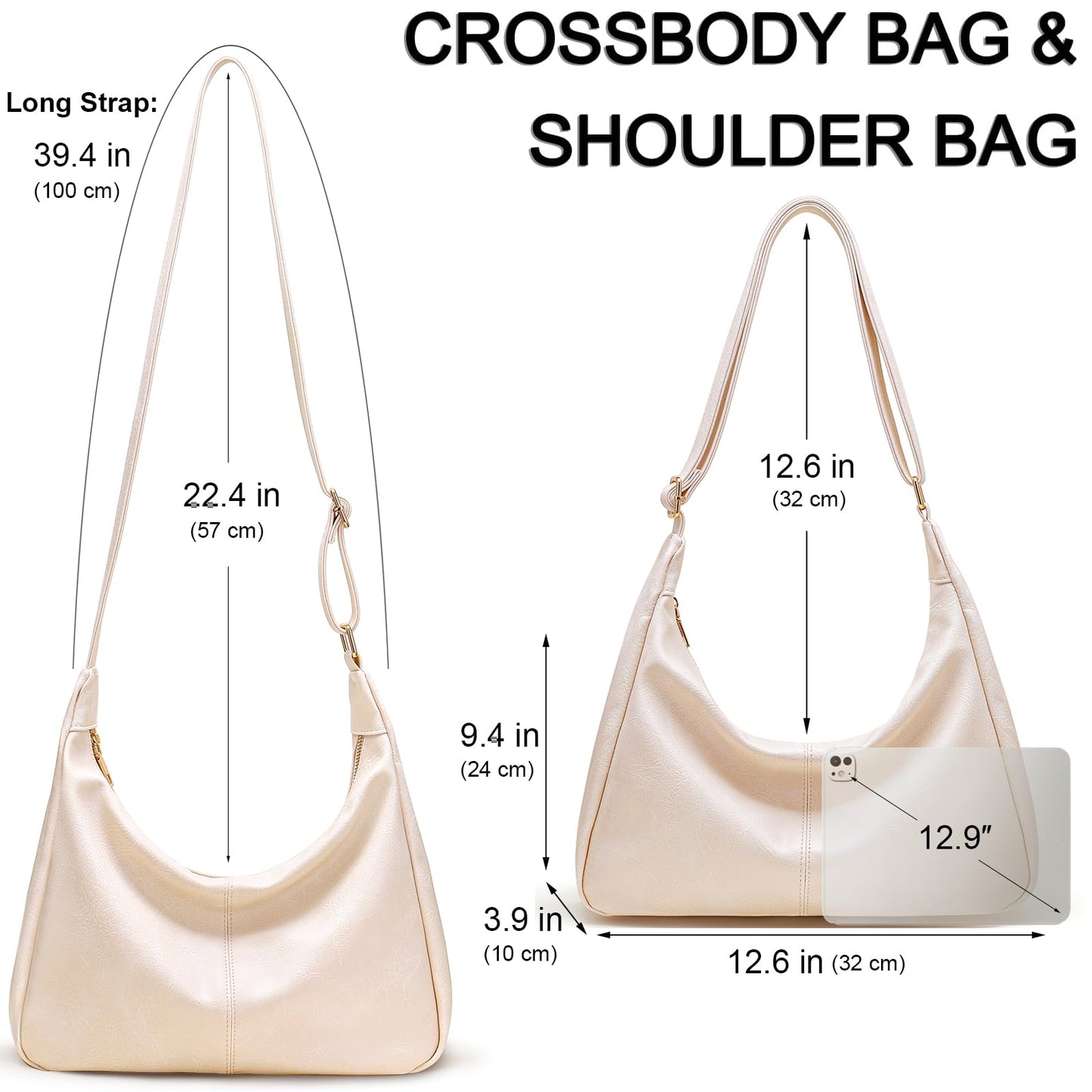Zfkqzx Hobo Bags for Women Retro Vegan Leather Shoulder Handbag Foldable Slouchy Tote Crossbody Purses