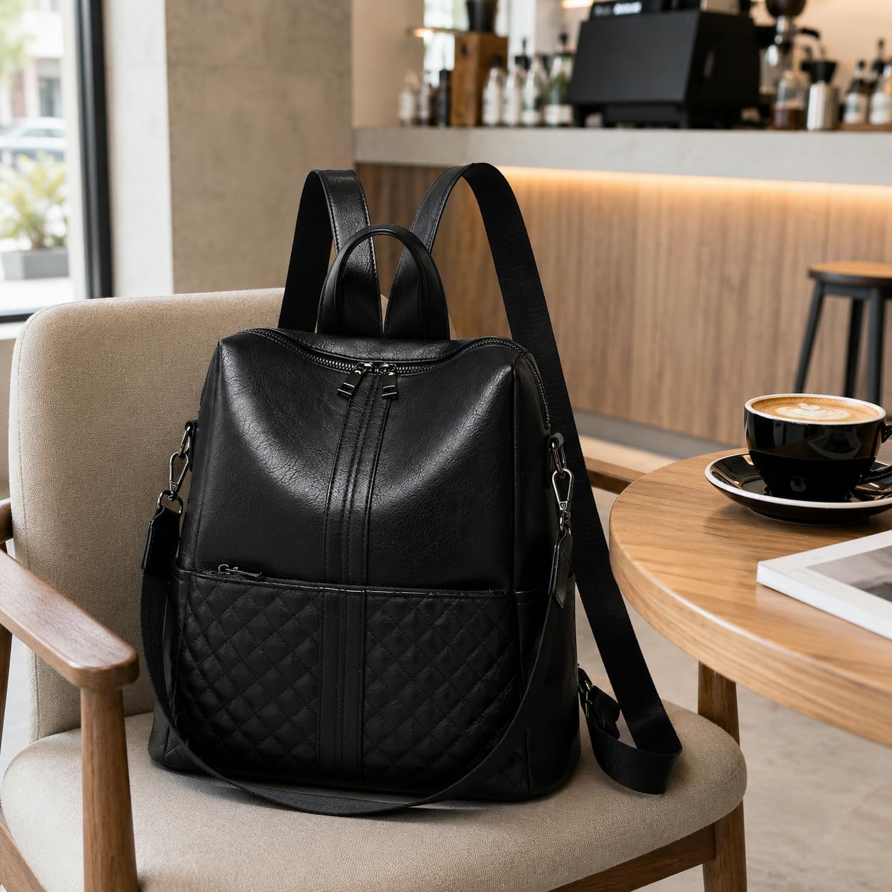 sqlp Daily Use Backpack Purse for Women Vegan Leather Travel Back Pack Fashion Multipurpose Design Shoulder Bags Handbag