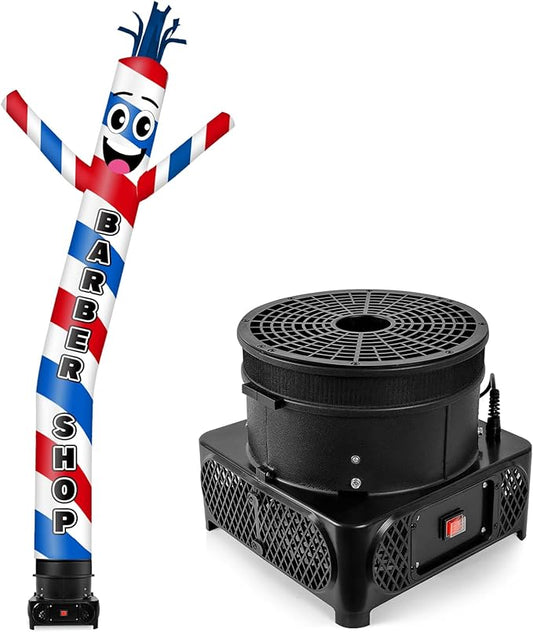 10FT Tall Barber Shop Inflatable Tube Man Wacky Wavy Dancing Guy with 3/4 HP Weather-Resistant Blower (12''Diameter) for Outdoor Decoration Advertising Business Promotion