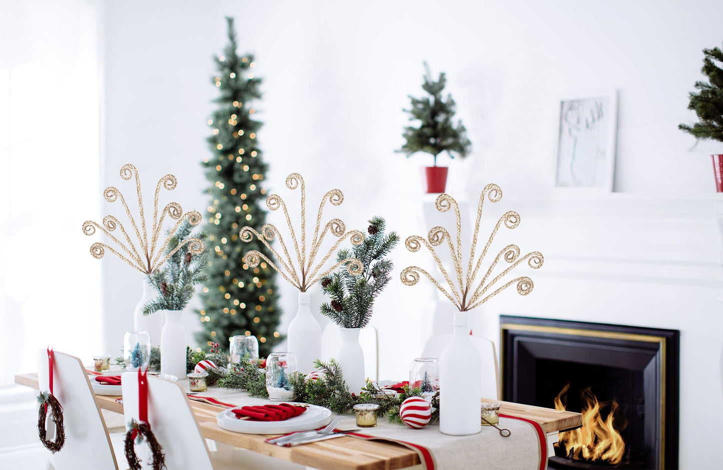 Briful 6 Pack Christmas Candy Cane Picks, 15.7" Linen Twisted Candy Christmas Ornaments Xmas Tree Spray for Holiday Wreaths Garland Vase Arrangement Decor