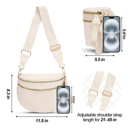 Checkered Crossbody Bag,Nylon Bum Bags for Women Crossbody,Spacious Sling Bag Purse Fanny Packs with Shoulder Strap
