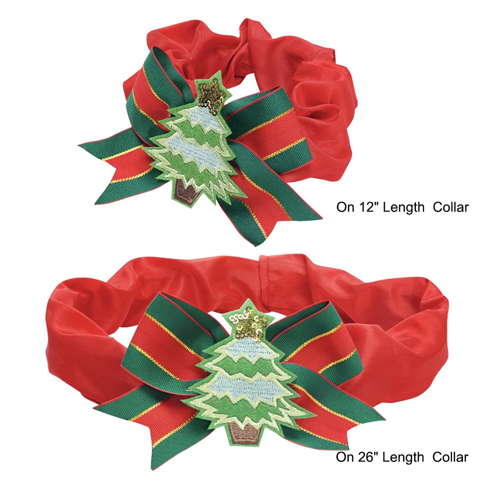 Blueberry Pet Festival Fever Christmas Tree Dog Collar Cover – Holiday Decorative Accessory Fits Small, Medium & Large Dog Collars