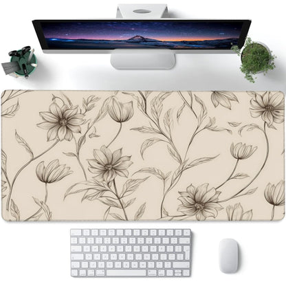 XXL Mouse Pad,Minimalist Flowers Large Gaming Mouse Pad,Abstract line Floral Desk Mat for Desktop,Extended Big Computer Keyboard Desk Pad with Non-Slip Base and Stitched Edges 35.4"x15.7"