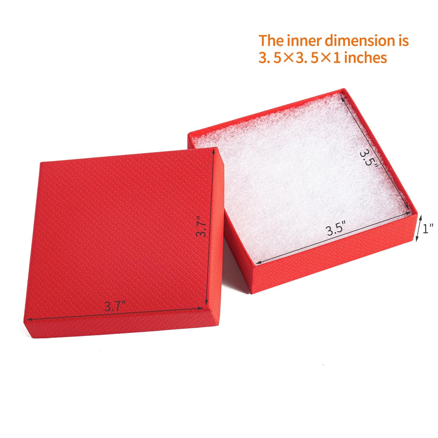 Magicool 20 Pack 3.5x3.5x1 Inch Red Cardboard Jewelry Boxes, Gift Boxes with Lids and Cotton, Perfect for DIY, Wedding, Engagement, Mother's Day, Birthday