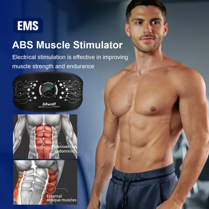Ab Stimulator Muscle Toner，Abs Muscle Stimulator Abdominal Toning Fitness Belt for Men and Women Black