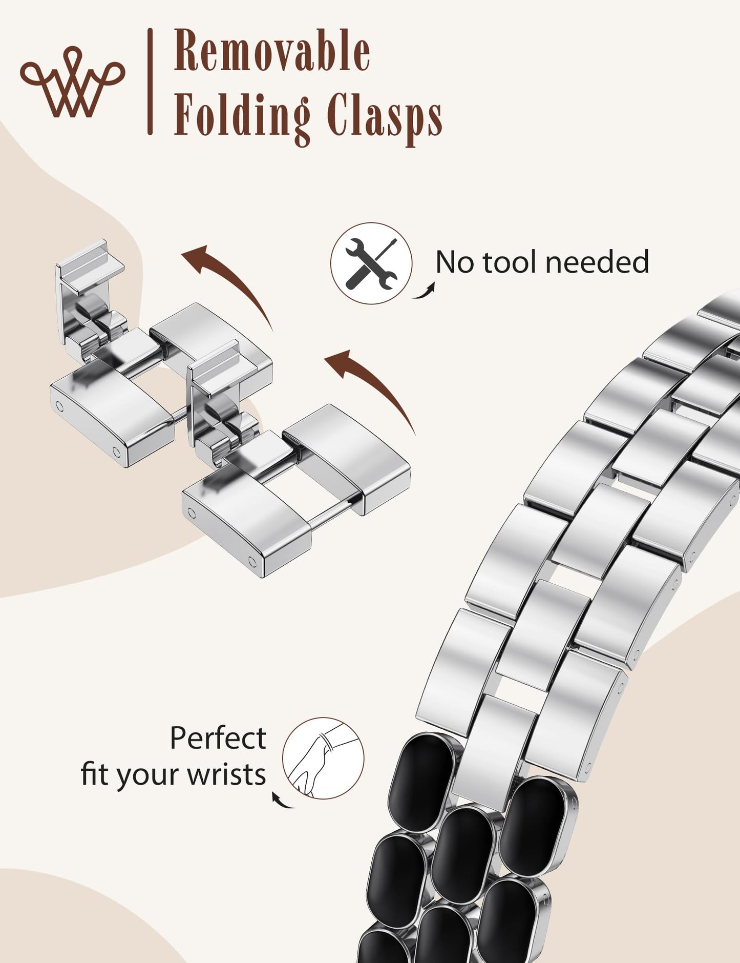 Wearlizer Metal Bracelet Compatible with Apple Watch Bands for Women 44/45/46/49/42mm, Gold Dressy Jewelry Enamel Silver Stainless Steel Strap for iWatch Band Ultra SE Series 11/10/9/8/7/6/5/4/3/2/1