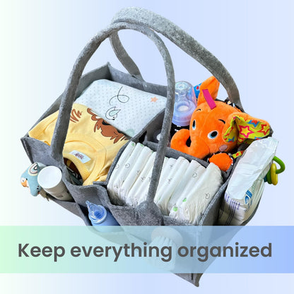 SAVUK Baby Diaper Caddy Organizer Portable Newborn Shower Basket Gifts Storage Changing Wipes Bag Car Nursery Infant Boy or Girl Baby (Grey)