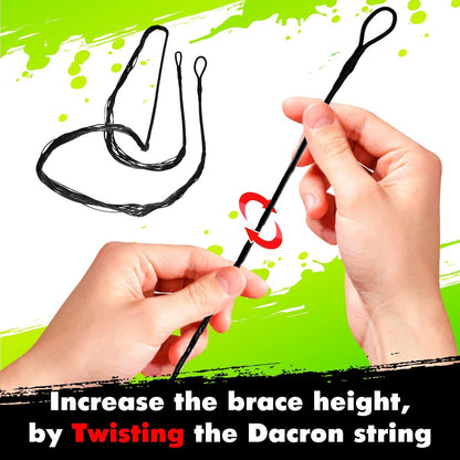 KESHES Dacron Bow String Replacement for Archery Recurve Traditional & Longbow Bows Bowstring - Sizes 12, 14, 16 Strands - Length Sizes 44-70 Inches, 2 Brass Nocks Included