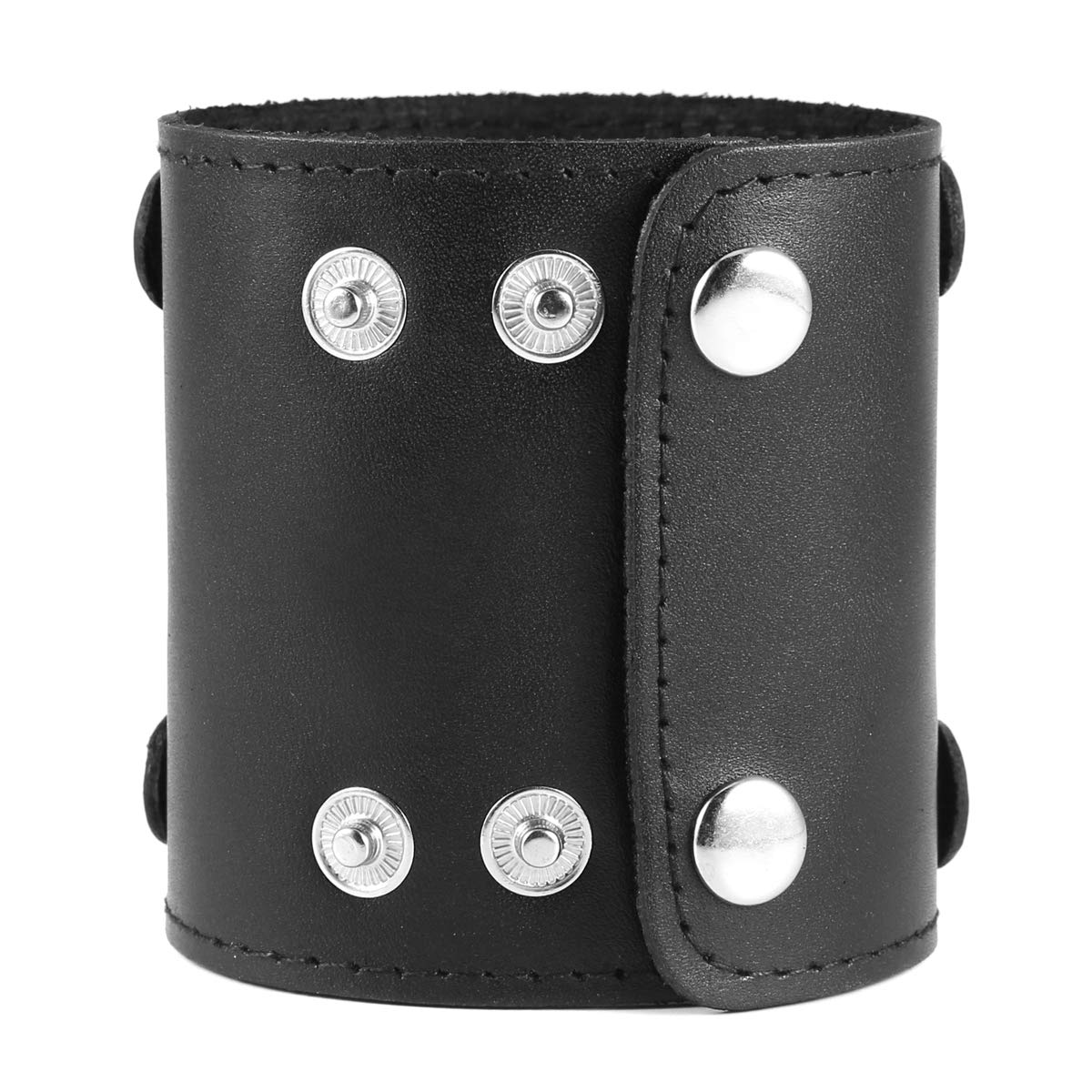 HZMAN Men's Metal Rivet Skull Leather Bracelet Punk Rock Bike Style Wristband Adjustable