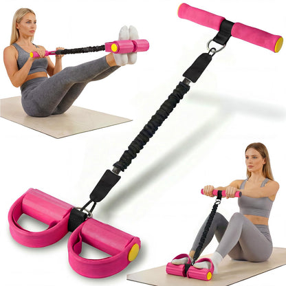 Upgraded 55lb Pull Pedal Resistance Band with Handle - Fashion Puller Exercise Tool, Thickened Built-in Latex Tube Pedal Resistance Device & Soft Nitrile Rubber Footrest for The Core(Pink)